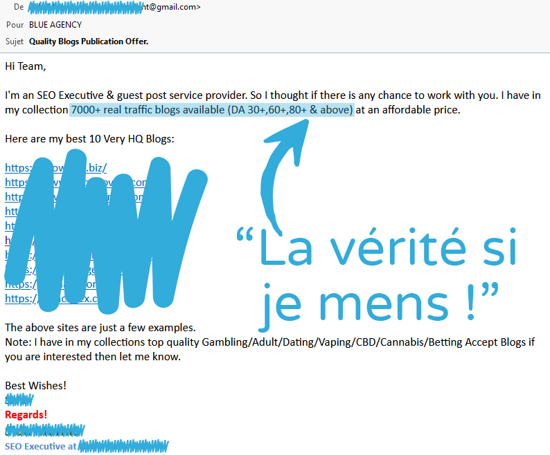 Exemple de mail de vendeur de backlinks